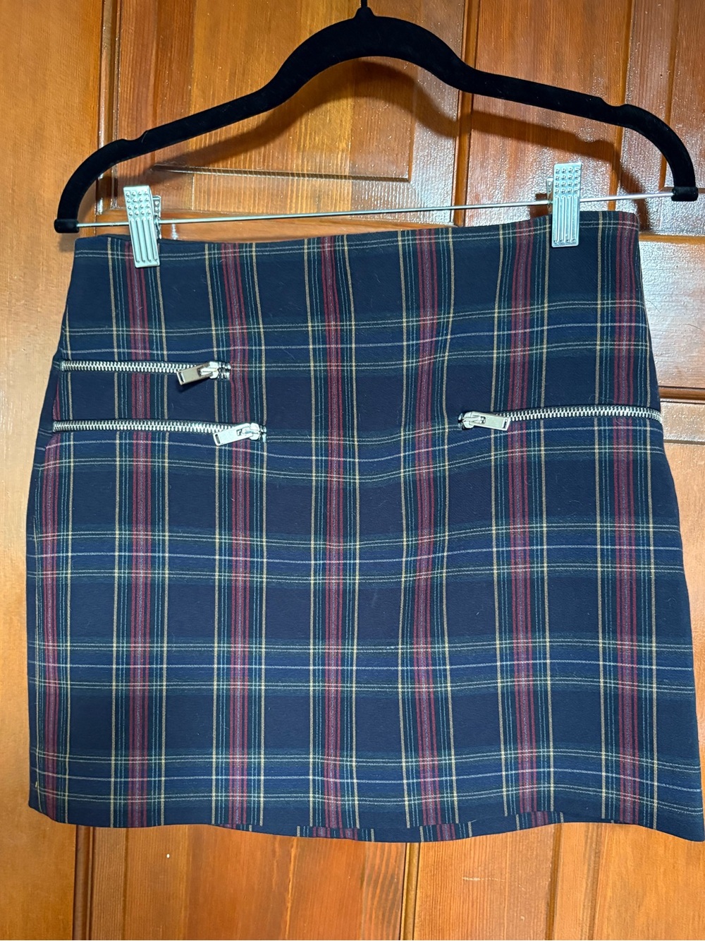 Zipper plaid skirt